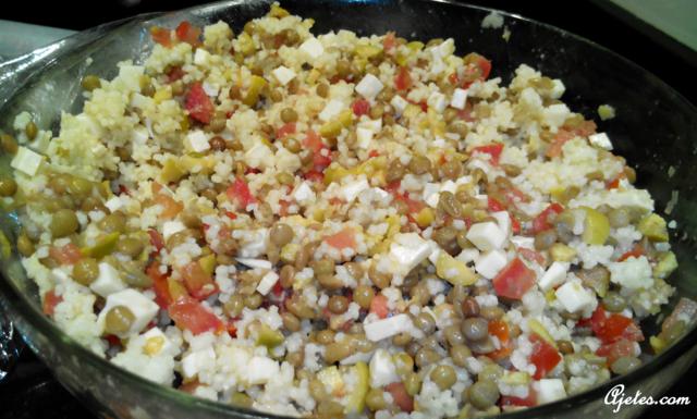Receta de ensalada de cuscús con lentejas
